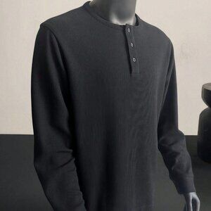 1pc Men's Henley Collar Waffle Knit Top, Waffle Knit Fabric